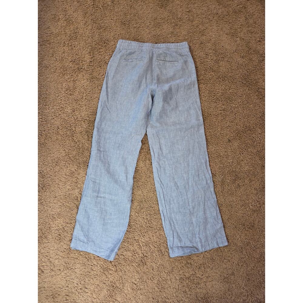 athleta cabo linen wide leg pant blue lightweight 100% linen relaxed 8 - Picture 6 of 8